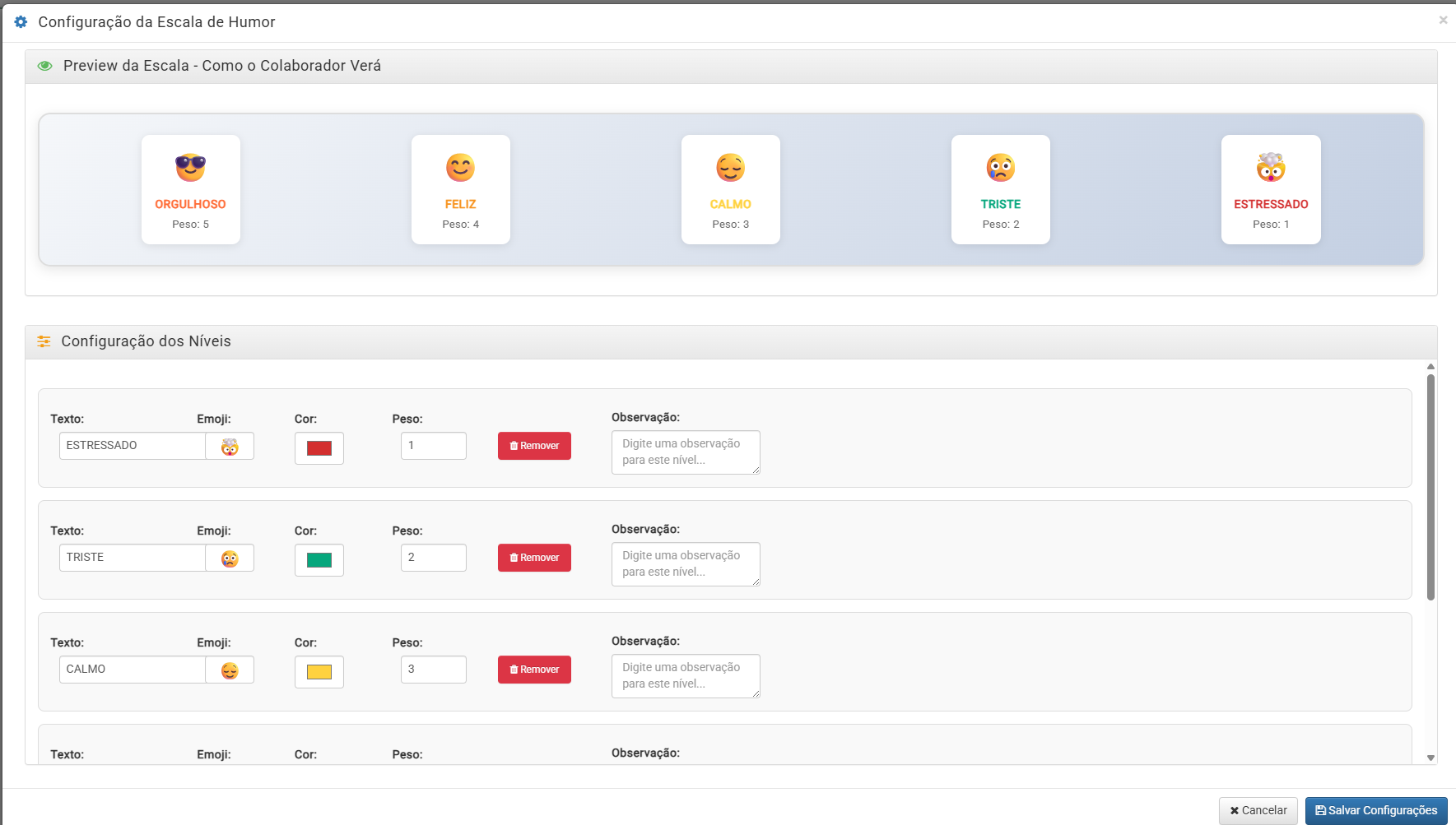 Parametrização da Escala